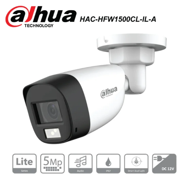 DH-HAC-HFW1500CL-IL-A 5MP Smart Dual-Light HDCVI Fixed Bullet Camera