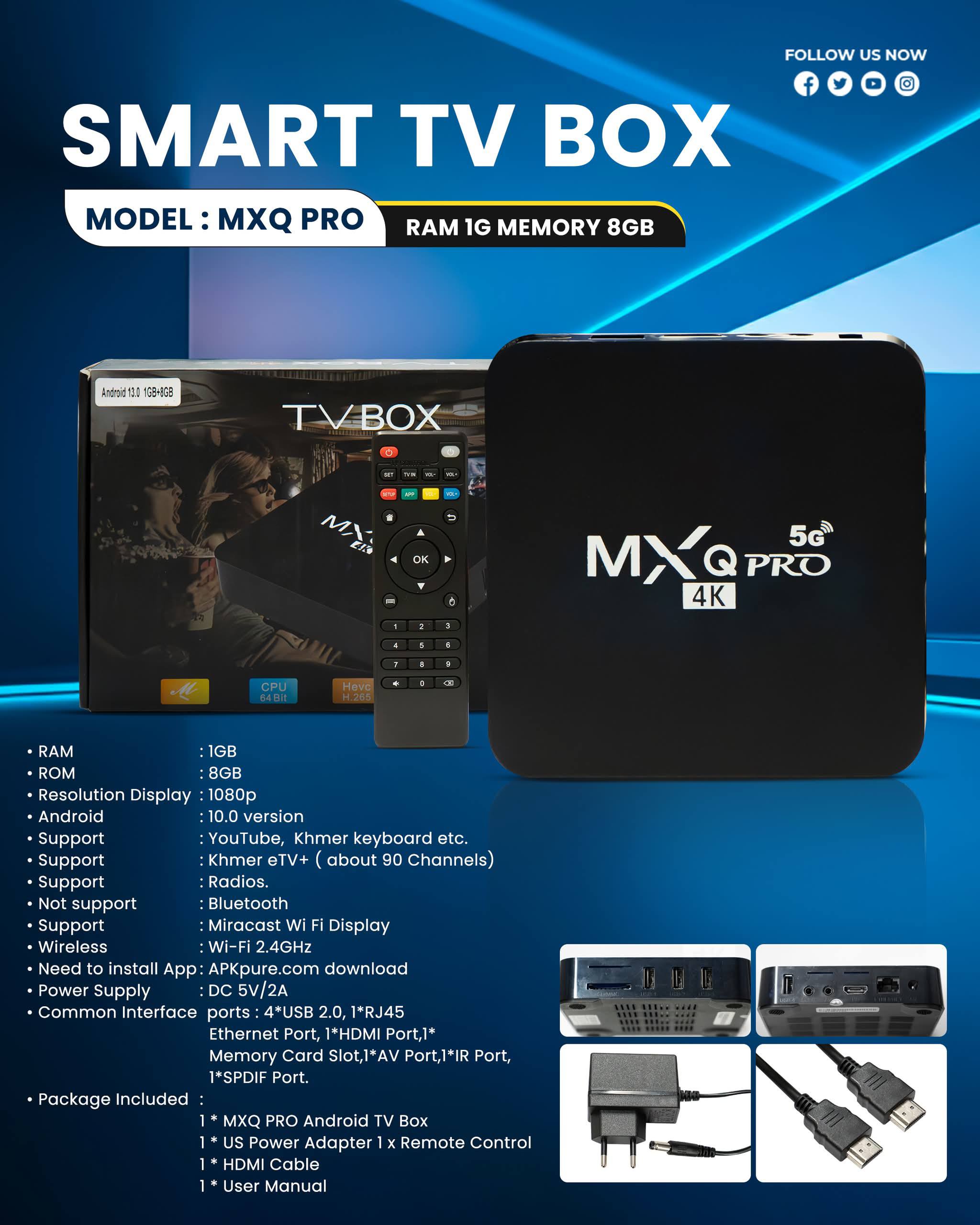 SMART TV BOX MXQ PRO 1G MEMORY 8GB