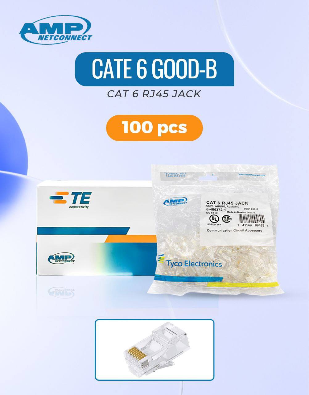 NETWORK CONNECTER AMP RJ45 CAT6 100/BOX GOOD-B